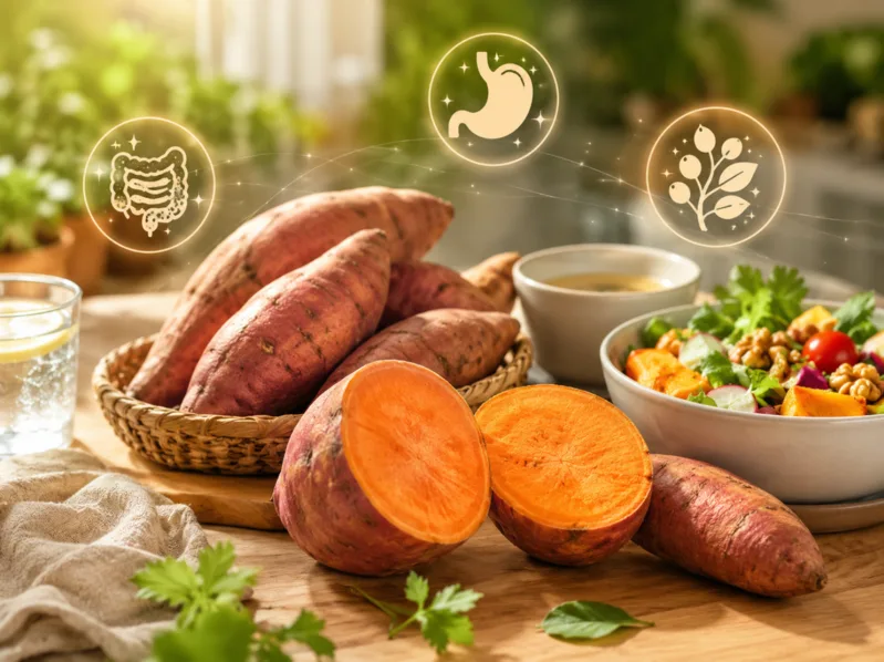 Khoai lang có thể hỗ trợ bổ sung chất xơ, tạo cảm giác no và cung cấp nhiều hợp chất thực vật có lợi.
