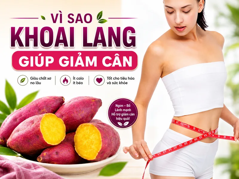 Khoai lang có thể xuất hiện trong thực đơn giảm cân nếu khẩu phần và tổng năng lượng được kiểm soát hợp lý.