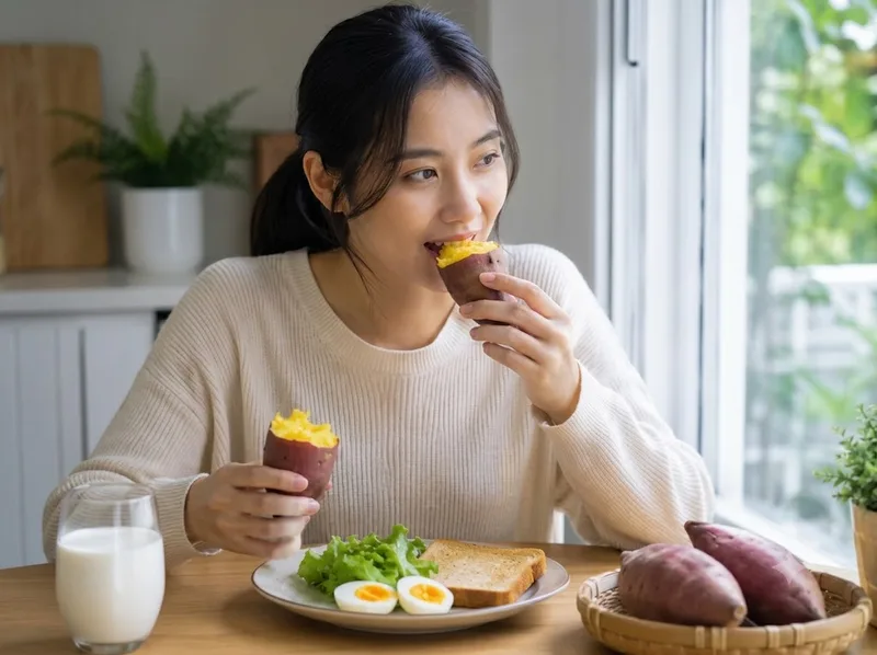 Khoai lang có thể dùng vào bữa sáng, bữa chính hoặc bữa phụ tùy nhu cầu và lịch sinh hoạt.