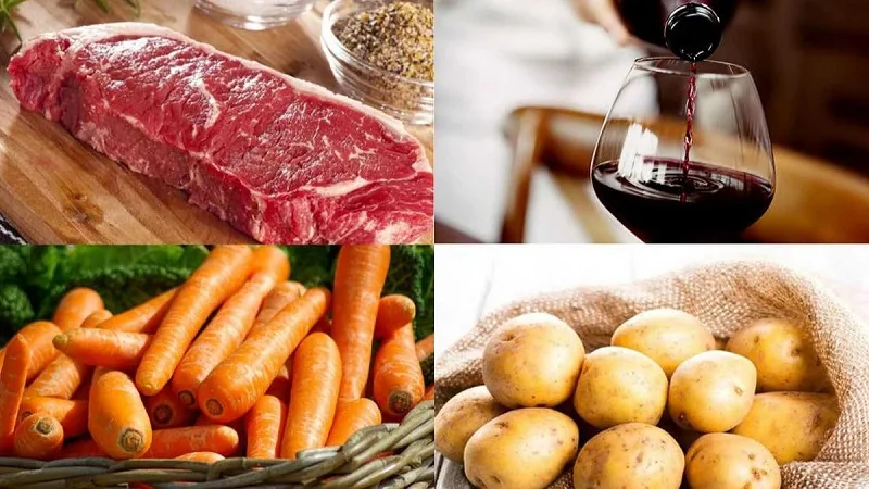Nguyên liệu cần chuẩn bị để nấu bò sốt vang